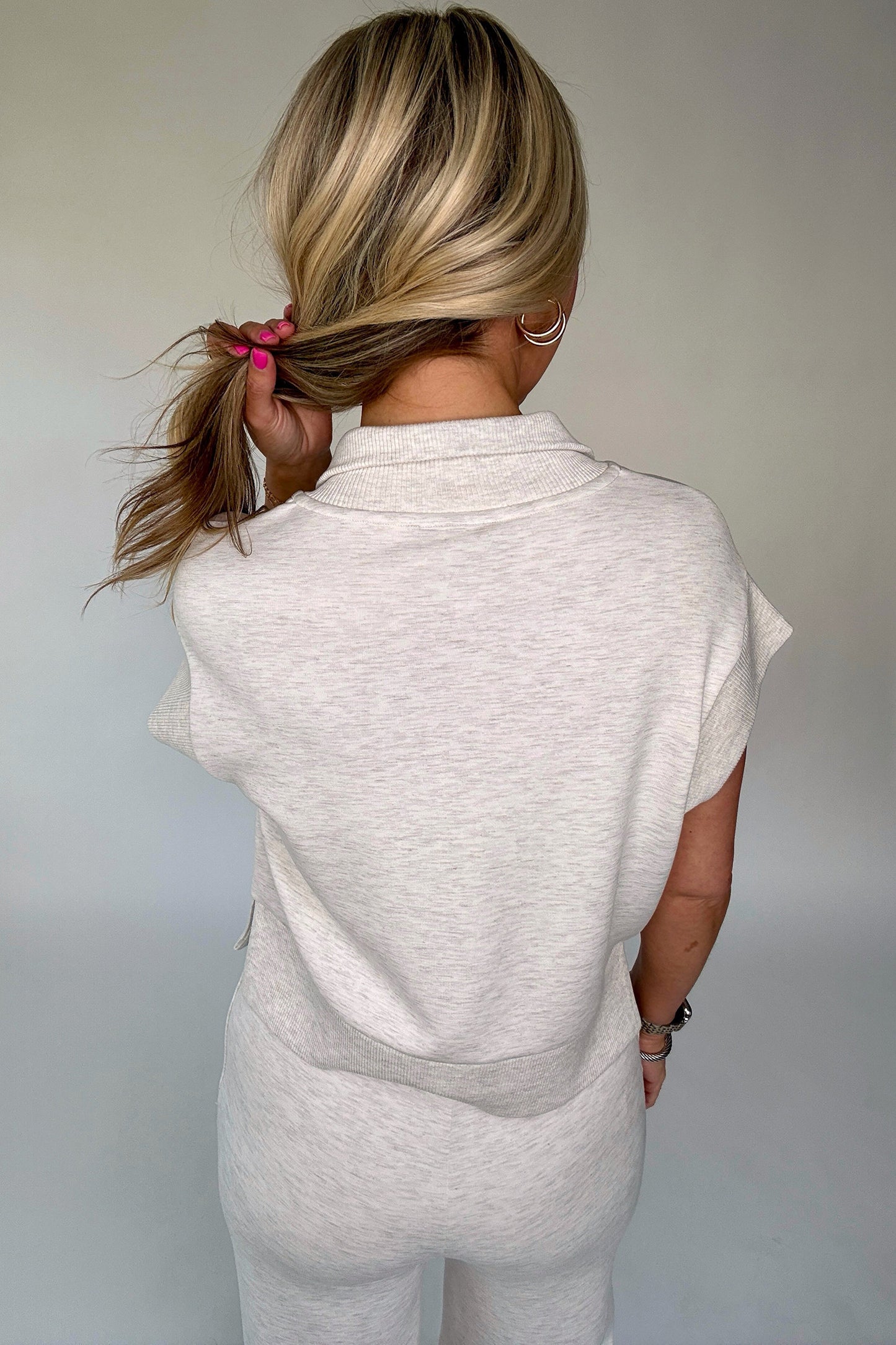 Light Grey Half Zip Casual Set