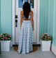 Shell Blue open back cut out side dress