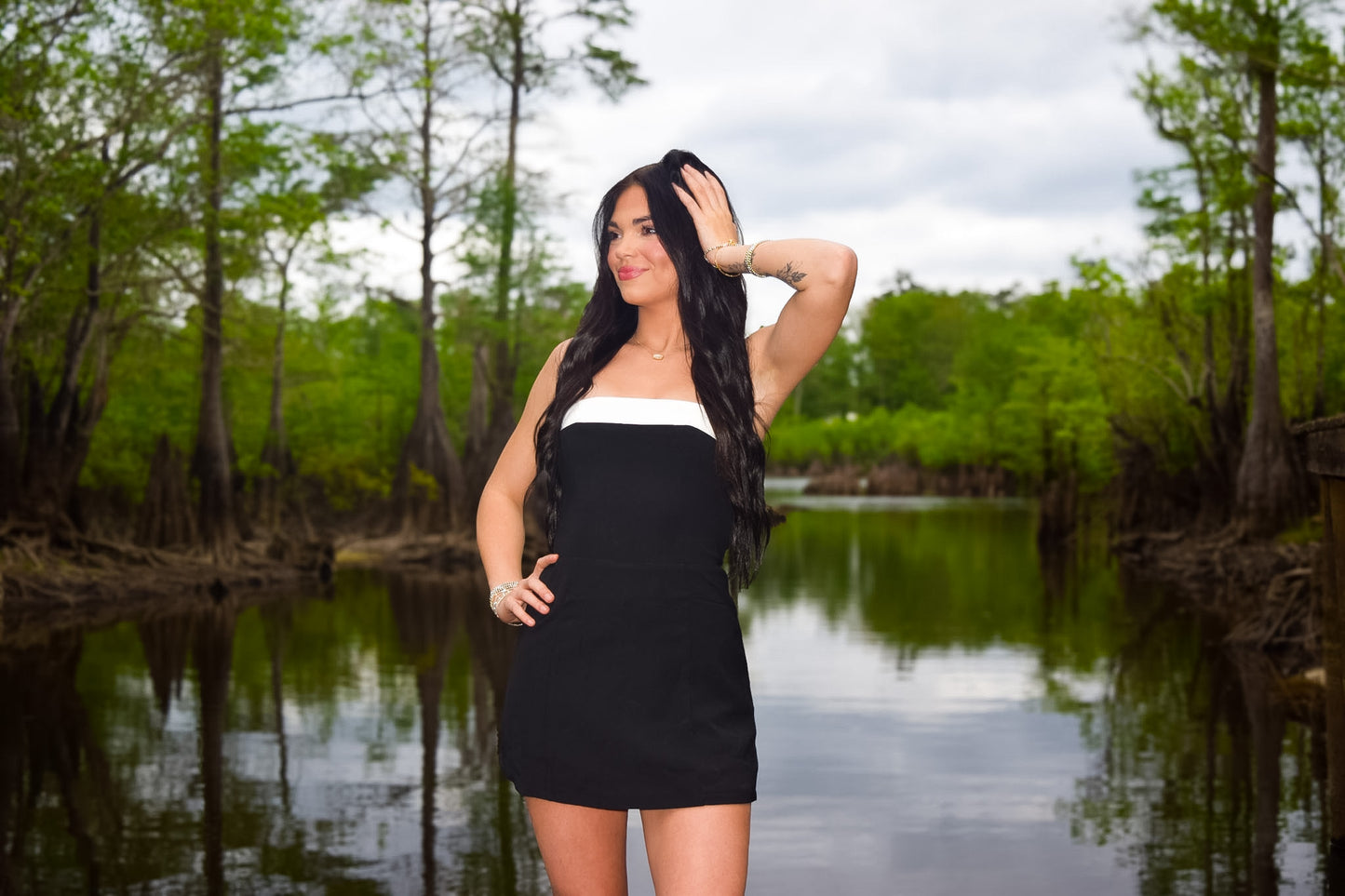 Black and White Tube Mini Dress