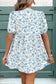 Sky Blue Floral Dress with Bows and Puff Sleeves